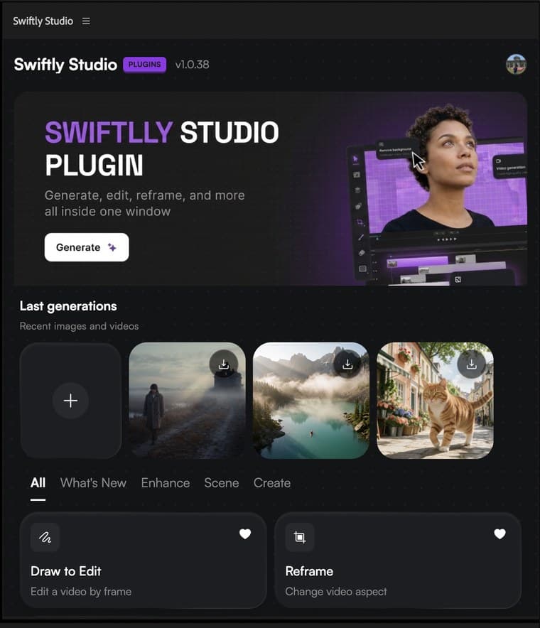 The Swiftly Studio panel